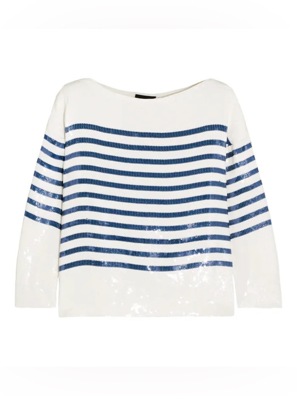 J.Crew Collection Deckhand Striped Sequined Silk-Satin Top - EUC
